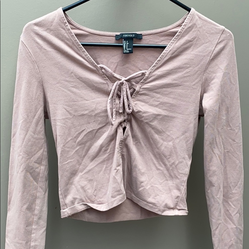 Long sleeve crop top with tie up